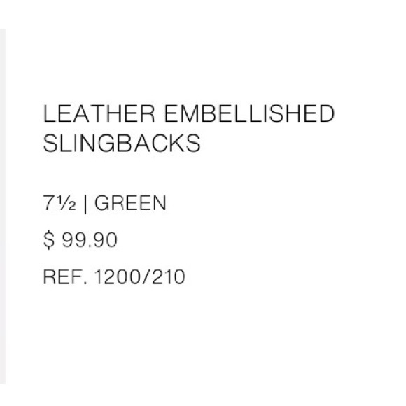 Zara Kelly Green Leather Embellished Slingback. Size 7.5 - Picture 2 of 2